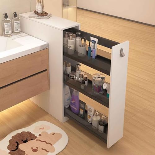 SUPBEI Gabinete de Almacenamiento de baño con Almacenamiento Oculto, 600 mm de Longitud, Madera Maciza y Vidrio Templado para área Seca y partición de Sala de Estar,200mm