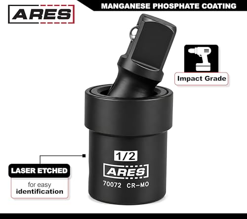 Image of ARES 70073 3-Pc Impact Universal Joint Set - 1 /4, 3 /8, 1 /2-In Drive