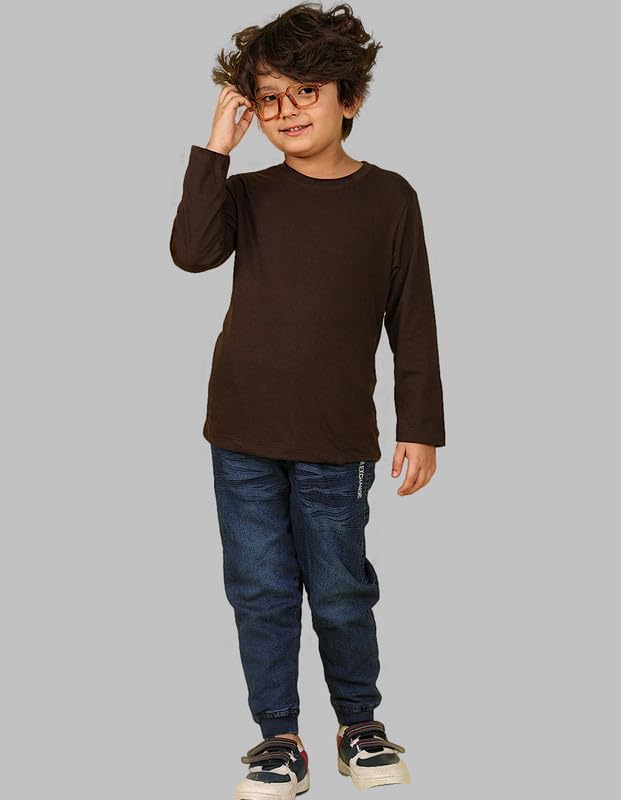 Image of Nusyl Boys Solid Cotton Blend Tshirts - Soft & Comfortable Full-Sleeves T-Shirts | Casual Wear for Kids & Teen Boys | Full Sleeves T-Shirts |- NUBCTSF001-PO2-1