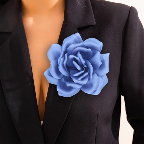 Image of Flower Brooch Pins for Women 5.5in Lapel Pins Large Rose Floral Brooches Dainty Satin Fabric Brooches Rose Flower Hair Clips Wedding Party Dance Clothes Accessories Jewelry