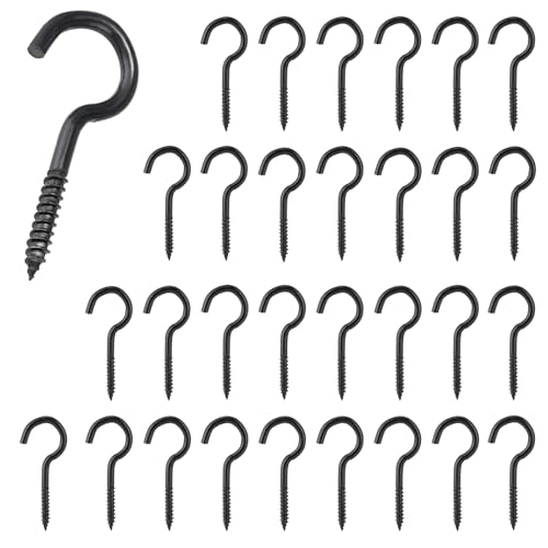 Lanovuto 30 Piezas Ganchos de Tornillo, Alcayatas Pared Metálico, Ganchos de Techo para Cestas de Plantas, Casas de Pájaros, Ratán