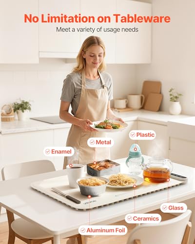 Image of VEVOR Electric Warming Tray, Food Warming Mat for Buffet, Rollable & Portable Silicone Food Warmer with 9 Adjustable Temperature Settings, Auto Shut-Off & Child Lock, Ideal for Parties, Catering