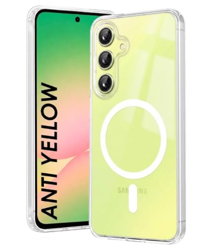 Image of DIZORO Crystal Clear Magnetic Compatible with Samsung A34 Back Cover case with Anti-Yellow ( Compatible with Magsafe ) Anti-Scratch | Shockproof Transparent Cover