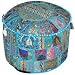 Indian Living Room Pouf, Foot Stool, Round Ottoman Cover Pouf,Traditional Handmade Decorative Patchwork Ottoman Cover,Indian Home Decor Cotton Cushion Ottoman Cover 13x18''By Traditional Indian