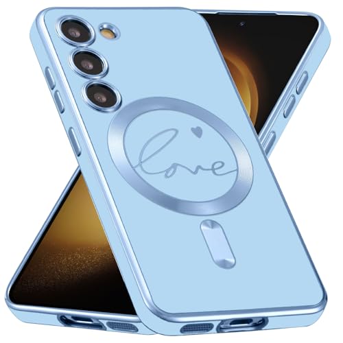 Coque Samsung S21 MagSafe avec motif d'amour bleu, cadeau esthétique et élégant