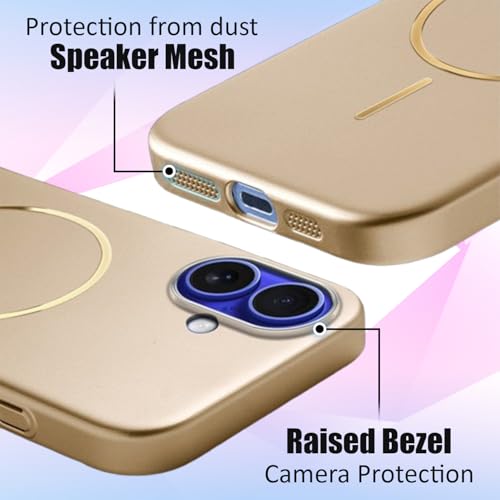 Image of AIBEX Ultra-Thin Mag-Saf Back Cover Case Compatible with iPhone 16| Slim Fit Scratch-Resistant Matte | Magnetic Wireless Charging | Microfibre Lining | Camera Protection (PC Material) - Gold