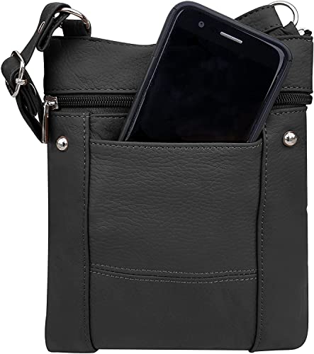 Roma Leathers Genuine X-Large Crossbody Purse, Multi-Pocket, Adjustable Strap, XL4