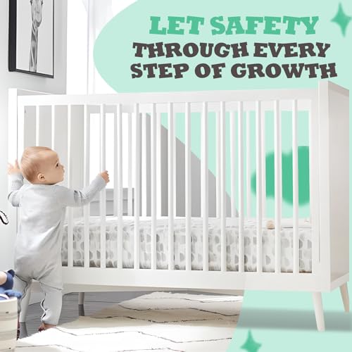 Breathable Crib Mesh Liner, 11\" H (28cm) Essential 3mm Mesh, Protects Baby Legs and Arms, Grey - Thumbnail 7