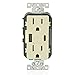 Leviton T5633-I 15-Amp Type A & Type-C USB Charger/Tamper Resistant Outlet, Not for Laptops, Ivory