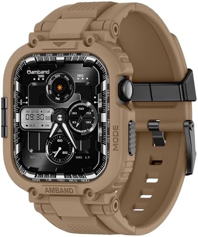 amBand M1 Rugged Case with Strap Compatible with Apple Watch Series 8/7 45mm, Durable TPU Military Sport Wristband with Bumper Protective Cover Designed for iWatch 6/SE/5/4/3/2/1 44mm 42mm Men