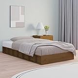 Esthétique intemporelle et polyvalence : la finition marron miel et le grain naturel du bois de pin donnent à ce lit un charme rustique qui s'intègre parfaitement dans différents styles d'intérieur et met en valeur visuellement votre chambre.