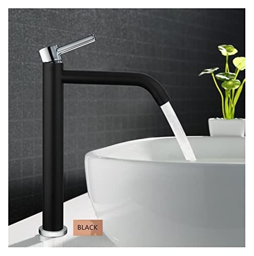 Grifo alto para lavabo de baño mezclador de agua delgado monomando frío y caliente lavamanos