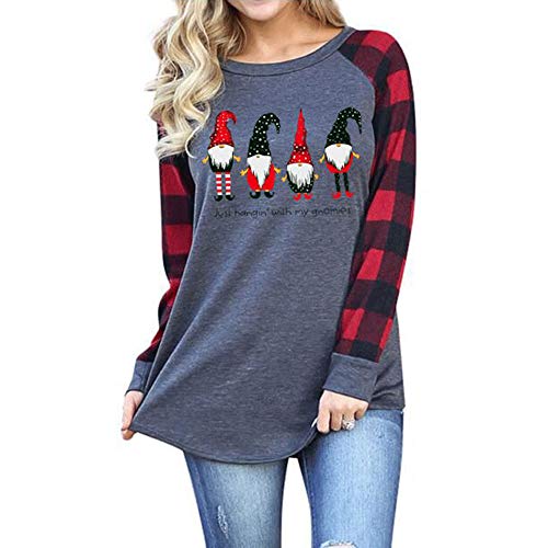 Women's Merry Christmas T Shirt Raglan Long Sleeve Baseball Shirts Novelty Graphics Tees Tops (Large, Grey 2)