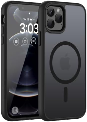 ORDA für iPhone 12 Pro Max Hülle, Kompatibel mit MagSafe, Schwarz | Durchscheinend Rückseite, Matt Magnetische Handyhülle, Stoßfest Kratzfeste Schutzhülle