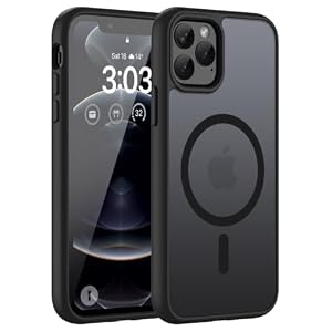 ORDA für iPhone 12 Pro Max Hülle 6.7 Zoll Kompatibel mit MagSafe,Magnetisch Handyhülle für iPhone 12 Pro Max Case Durchscheinende Matt Rückseite Dünn Stoßfest Schutzhülle, Schwarz