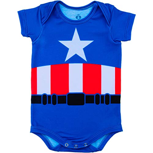 Body Fantasia Bebê Estampado Capitão América - Isabb (P - 2 A 4 MESES)