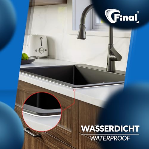 FINAL Sanitär Silikon 1x50ml - Wasserfester Dichtstoff in Profiqualität, für Bad, Dusche & Küche, schimmelresistent, antibakteriell & elastisch, haftet auf Glas, Metall, Keramik & Holz, Transparent