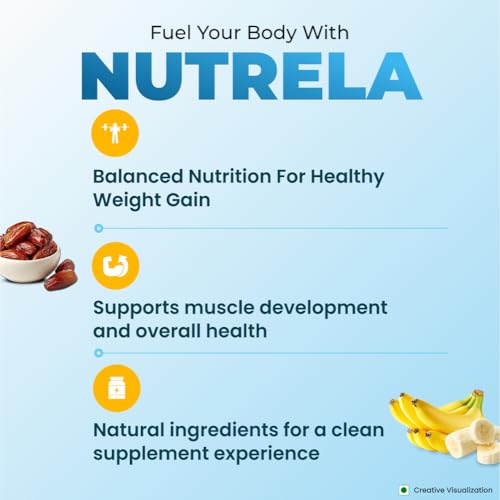 Image of Nutrela Weight Gainer | 2kg Banana Flavour | High-Calorie Mass Gainer with Vitamins & Khandsari Sugar | Ideal for Men & Women