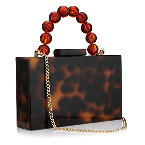 Image of Women Acrylic Clutch Purse Leopard Print Evening Bag Chain Formal Handbag Party Bridal Wedding Clutch Purse for Women