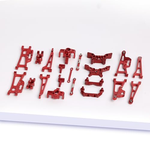 Oisunt 21/PCS Metal Repalcement Part Kit for Hyper Go H14BM, 14209, 14210 1/14th RC Car Upgrades, Spare Aluminium Accessory Full Set with Screws(Red)