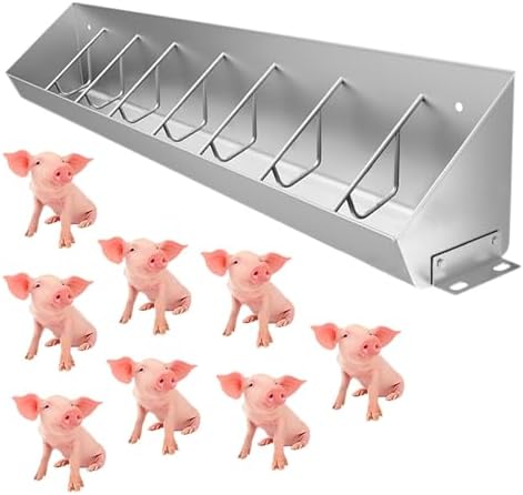 Heavy Duty Pig Feeders for Outdoor/Indoor Use, 3ft 4ft 6ft Long Hog Troughs for 5-10 Pigs, Durable Livestock Feeding Troughs for Swine Farms & Chicken Coops (1m/3.3ft 5bit)