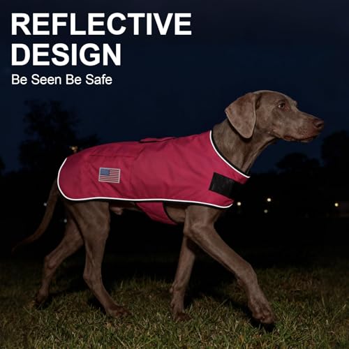 Image of BEAUTYZOO Dog Winter Coat for X-Large Dogs, Waterproof Canvas Jackets | Warm Fleece Great Dane Sweater, Reflective Cold Weather Coats, Windproof Blanket Clothes for Female Male Doggie, Rose XL