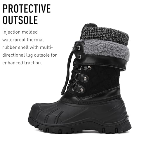 Girls & Boys Snow Boots Waterproof, Fur Lined & Insulated Warm, Easy On/Off, Non-Slip for Sledding & Snowy Play, Little Kid/Big Kid3