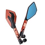  YINZHI Motocicletas universales Espejos de Cristal Azul Anti-vértigo Moto Accesorios CNC Retrovisor Espejos Laterales Tornillos de la Herramienta de Montaje 8mm 10mm (Color : Orange)