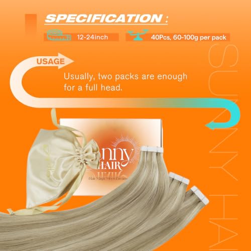 Image of Sunny Hair Tape in Extensions Golden Blonde Highlight Medium Blonde