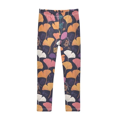KLL Hand Drawn Ginkgo Toddler Baby Girl Legging Soft Full Length Athleisure Pants Gym