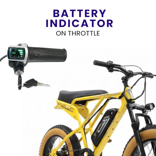 Image of Vigor ZX Electric Cycle with Dual Disc Brakes, 350w Hub Motor, 8.5Ah Li-Ion Battery, Throttle with Battery Indicator, 95% Pre-Assembled with Charger, Black Color,Fat Tyre ,(Black,Yellow,Pink)