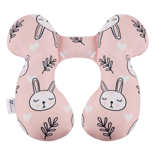 Image of vocheer Baby Travel Pillow(Upgraded), Head and Neck Support Pillow for Pushchair, Car Seat,Stroller, Bouncer, Cotton (White Bear)