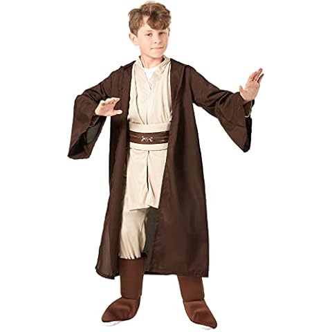 SINSEN Jedi Kostüm für Kinder Obi Wan Kenobi Kostüm Kinder Kapuzen Roben Outfit Cover