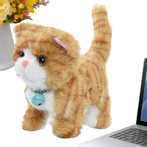 Manolyee Chat Peluche Électrique,17 cm Interactif et Adorable,Animal Électronique Qui Parle Et Marche | pour, Adolescents, Amateurs d'animaux, Noël,...