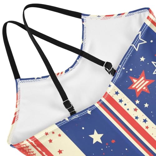 KLL Stars and Stripes Girls 1 Piece Swimsuit Beach Swimming Suits with Adjustable Straps Cute4