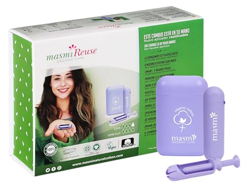 Tampones orgánicos con aplicador de reutilización para tampones Super & Super Plus Bio Masmi