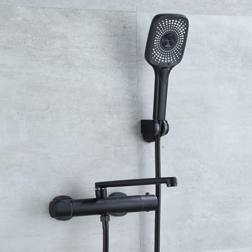 Pommeau de douche et mitigeur noir pour une salle de bain moderne et relaxante