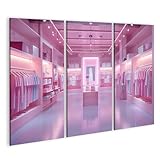 islandburner Bild auf Leinwand Moderner Rosa Bekleidungsladen mit Spiegel und Beleuchtung Bilder Wandbilder Poster