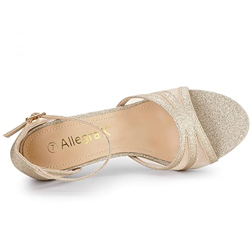 Allegra K Allegra K Women's Glitter Ankle Strap Gold Stiletto Heels Sandals 6 m US