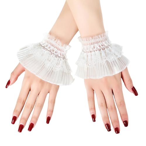 Lace Lolita Gloves Lace Hand Sleeve White Wrist Cuff for Women Girls Halloween Cosplay Costume Masquerade Party Women Girls Lolita Accessories 1 Pair
