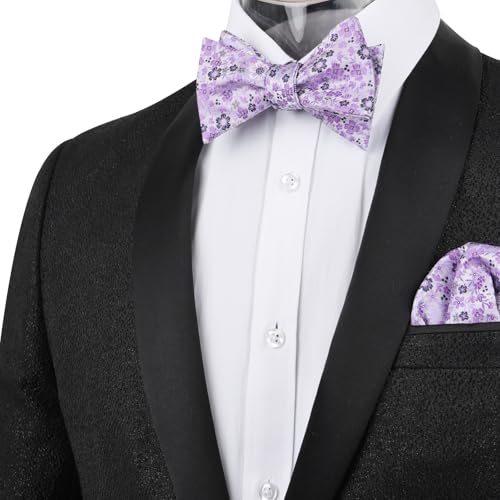 Image of Alizeal Mens 2pcs Floral Self-tied Bow Tie Pocket Square Set