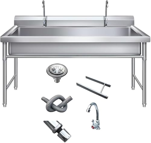 Lavello in acciaio inox resistente, autoportante, vasca singola per la lavanderia, per cucina, ristorante, bagno per animali domestici e pulizia del pesce, di grandi dimensioni (1005080 cm)
