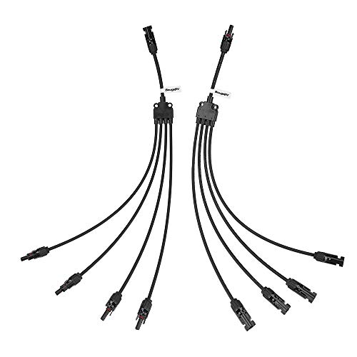 BougeRV Solaire Y Connecteurs Branche 1 à 4 Fils de Câbles d'Adaptateur Parallèle Kit d'outils pour panneau solaire (1, M/FFFF et F/MMMM) Cover