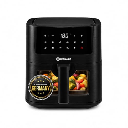 Image of Ledvance Air Fryer with viewing window | 4.5L Capacity & 1450W | 10 in 1 Functions | Digital & Touch Panel | Rapid Air Circulation | 85% Less Oil | In Built Light | 9 in 1 Preset Menus |2 Yr Warranty