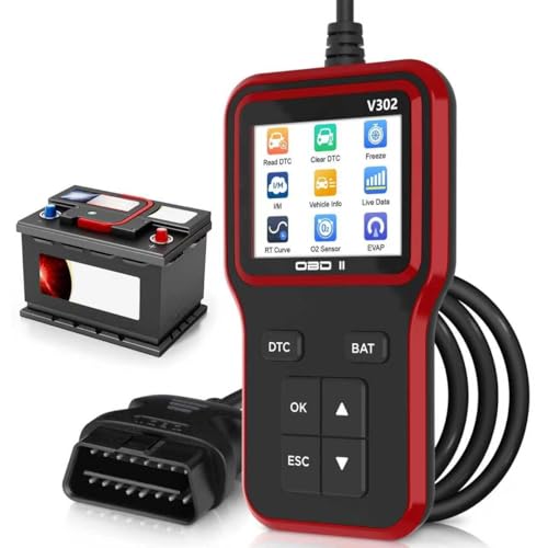 Professional OBD2 Scanner with Battery Test | Full System Diagnostic Tool for Engine Light & Emissions | Reads/Clears Fault Codes | Compatible with All OBD II Cars from 1996