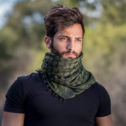 Image of MORA Premium Shemagh Scarf - Beautiful Gift Box - Large Arab Tactical Military Desert Head Neck Keffiyeh Wrap with Tassels