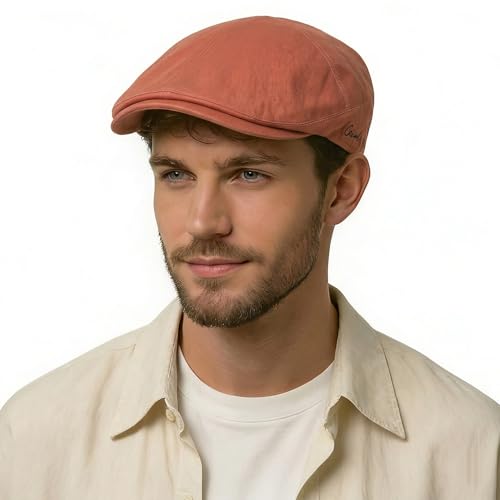 ZLYC Homme Eté Casquette Béret Plate Chapeau Plate(Uni Orange)