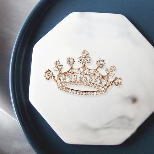 Image of GBAHFY Crystal Rhinestone Princess Queen Crown Brooch Pin for Women - Tiara for Wedding Party Banquet Birthday