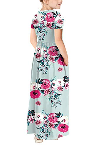 Storeofbaby Flower Dress For Girls Short Sleeve High Waist Maxi With Pockets #TOP2