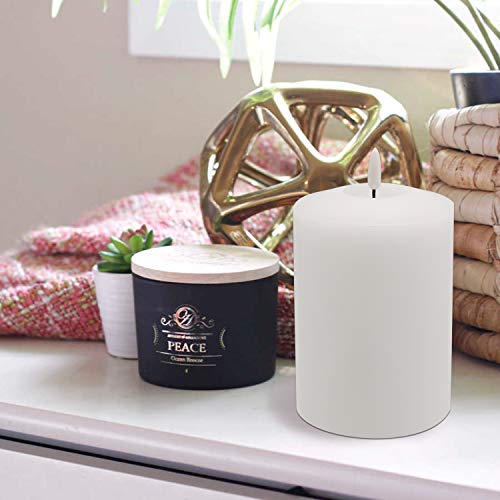 Image of GenSwin 4 inch x 6.5 inch Flameless Flickering LED Candles Battery Operated with 6H Timer, Warm Light Real Wax Pillar Votive 3D Wick Candles, Perfect for Party /Wedding /Home Decor(White)